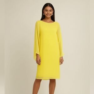 NWT Dressbarn Womens Yellow Sheer Bat Wing Mini Dress 6